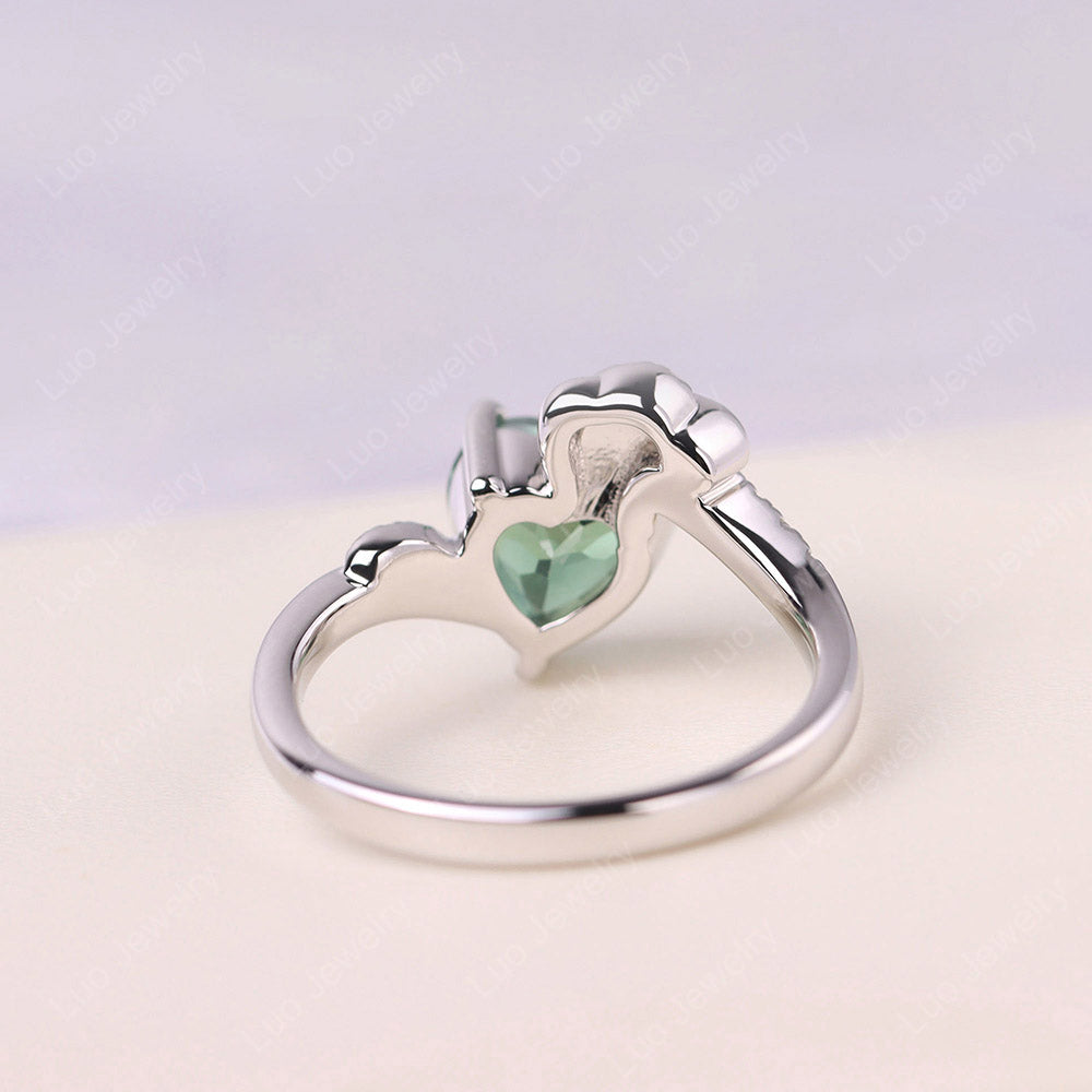 Heart Shaped Green Sapphire Strawberry Ring