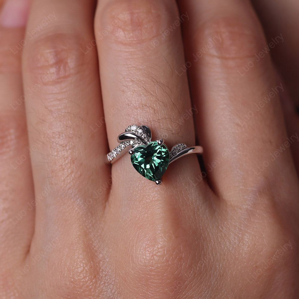 Heart Shaped Green Sapphire Strawberry Ring
