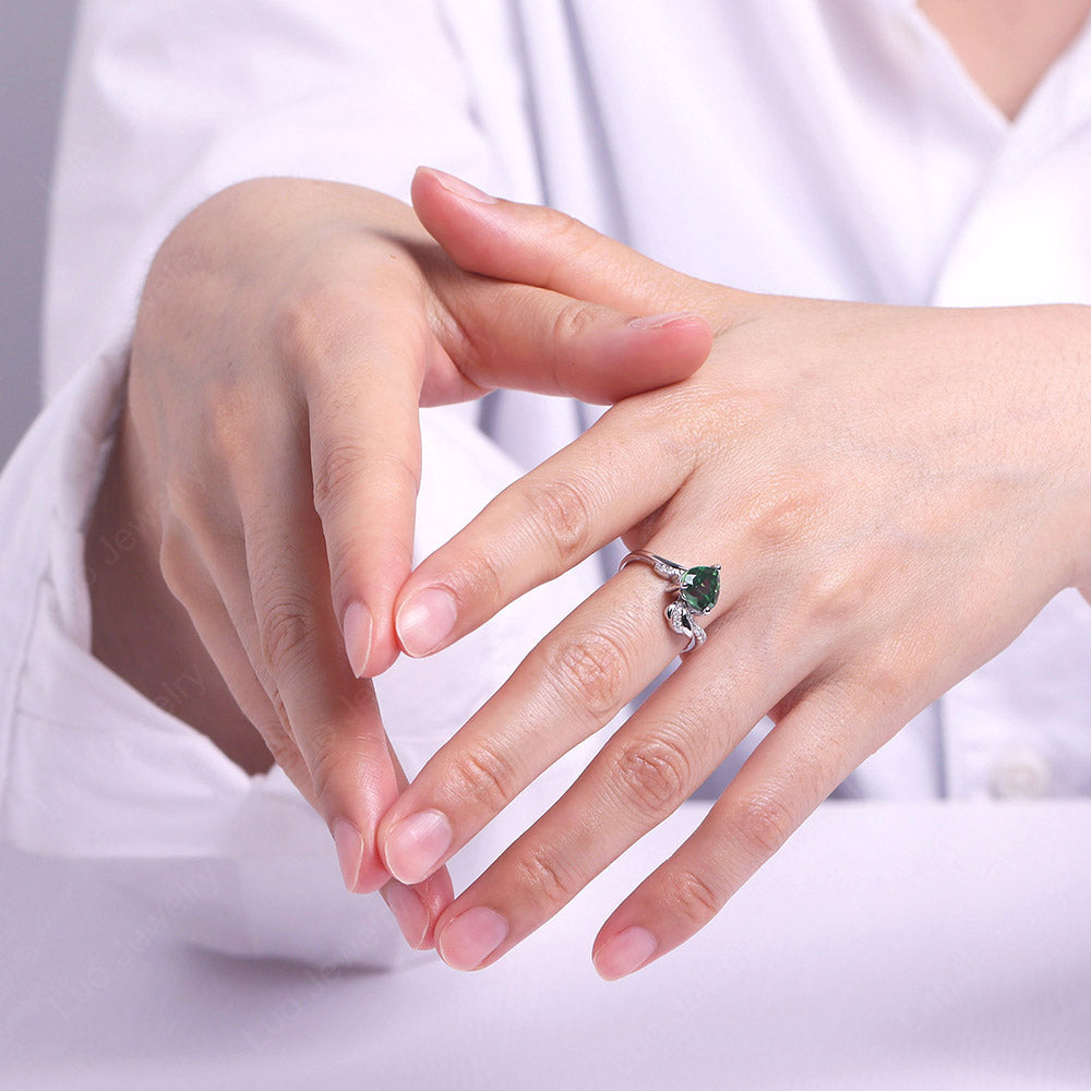 Heart Shaped Green Sapphire Strawberry Ring