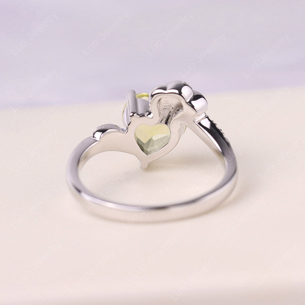 Heart Shaped Lemon Quartz Strawberry Ring