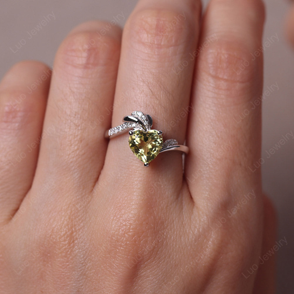 Heart Shaped Lemon Quartz Strawberry Ring