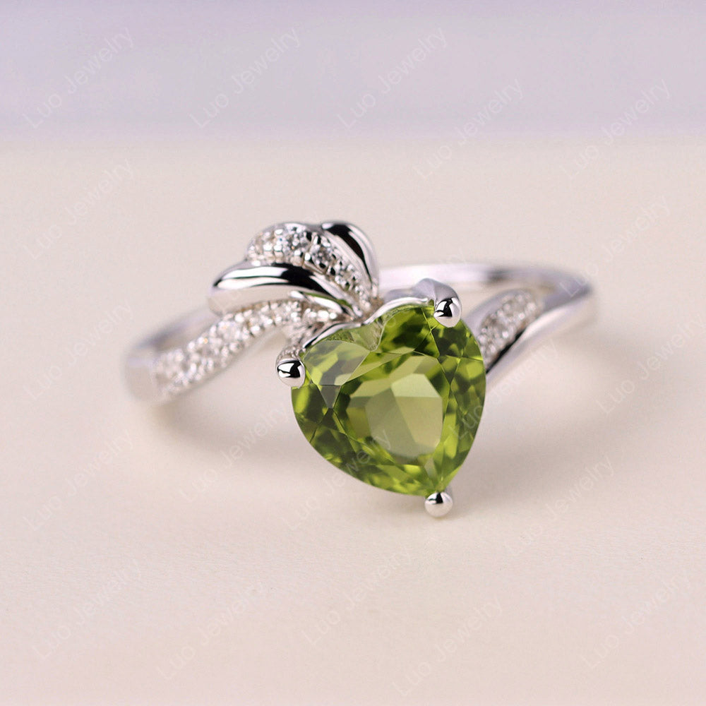 Heart Shaped Peridot Strawberry Ring