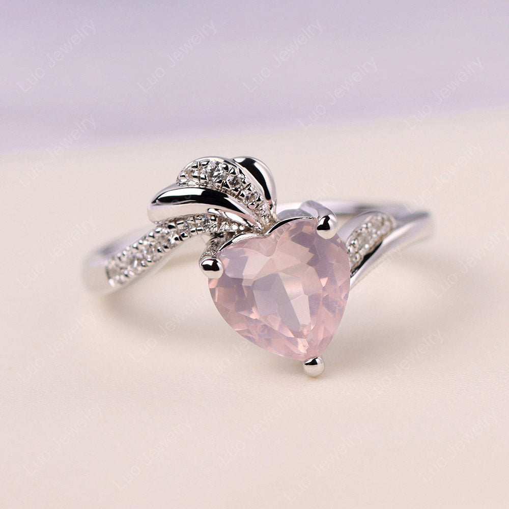 Heart Shaped Rose Quartz Strawberry Ring