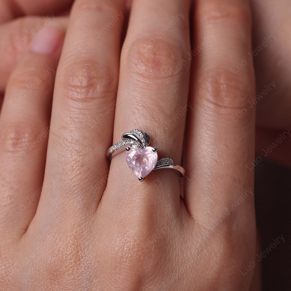 Heart Shaped Rose Quartz Strawberry Ring