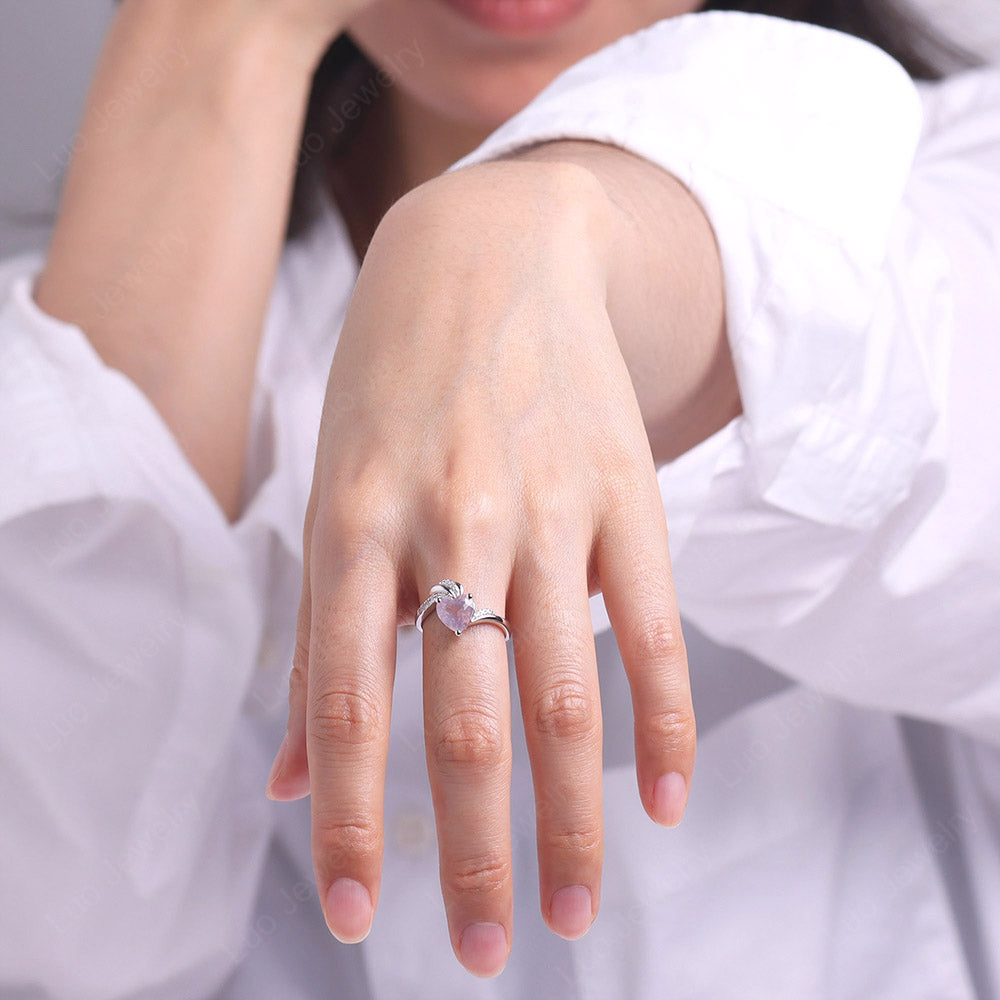 Heart Shaped Rose Quartz Strawberry Ring