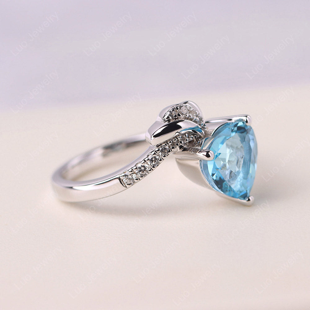 Heart Shaped Swiss Blue Topaz Strawberry Ring