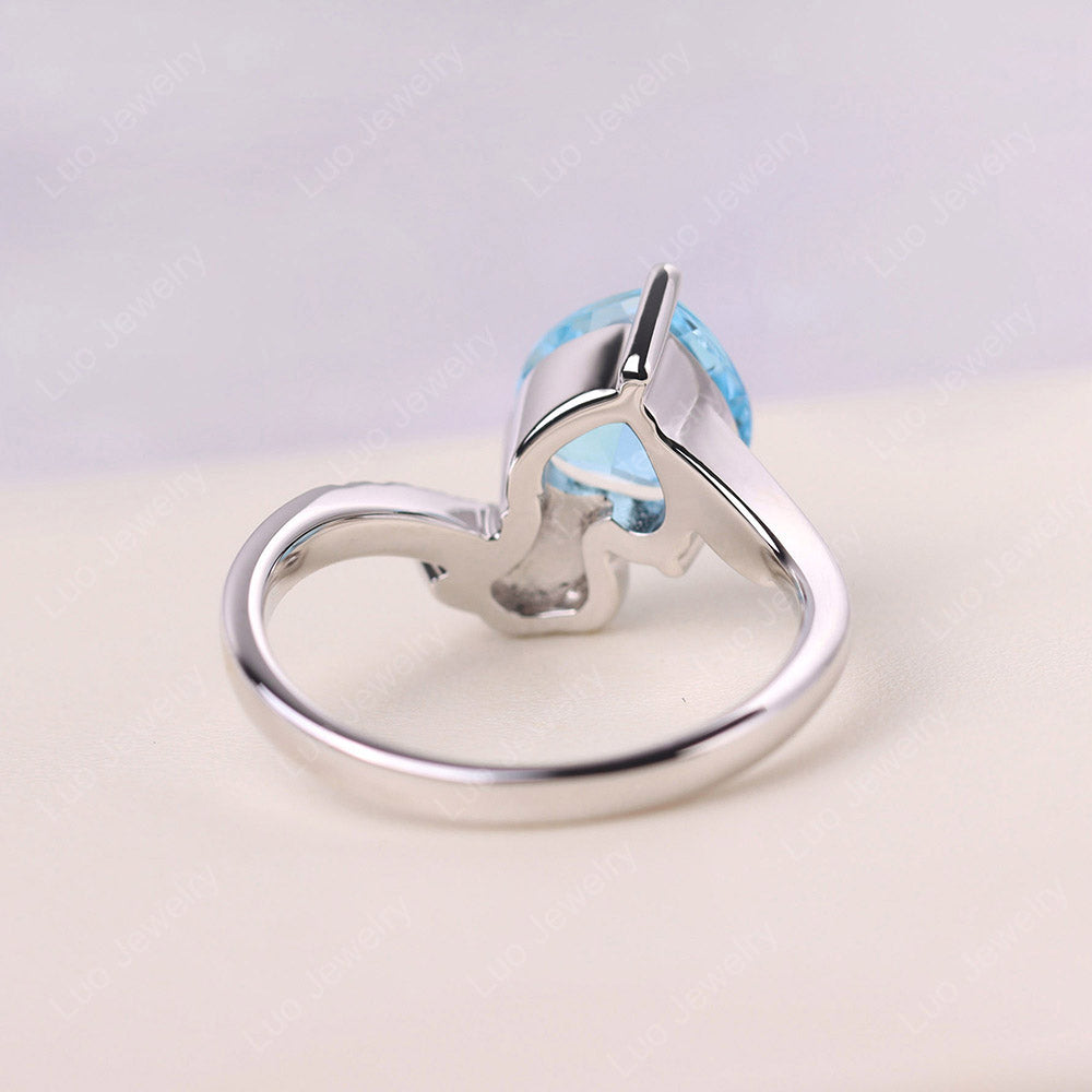 Heart Shaped Swiss Blue Topaz Strawberry Ring