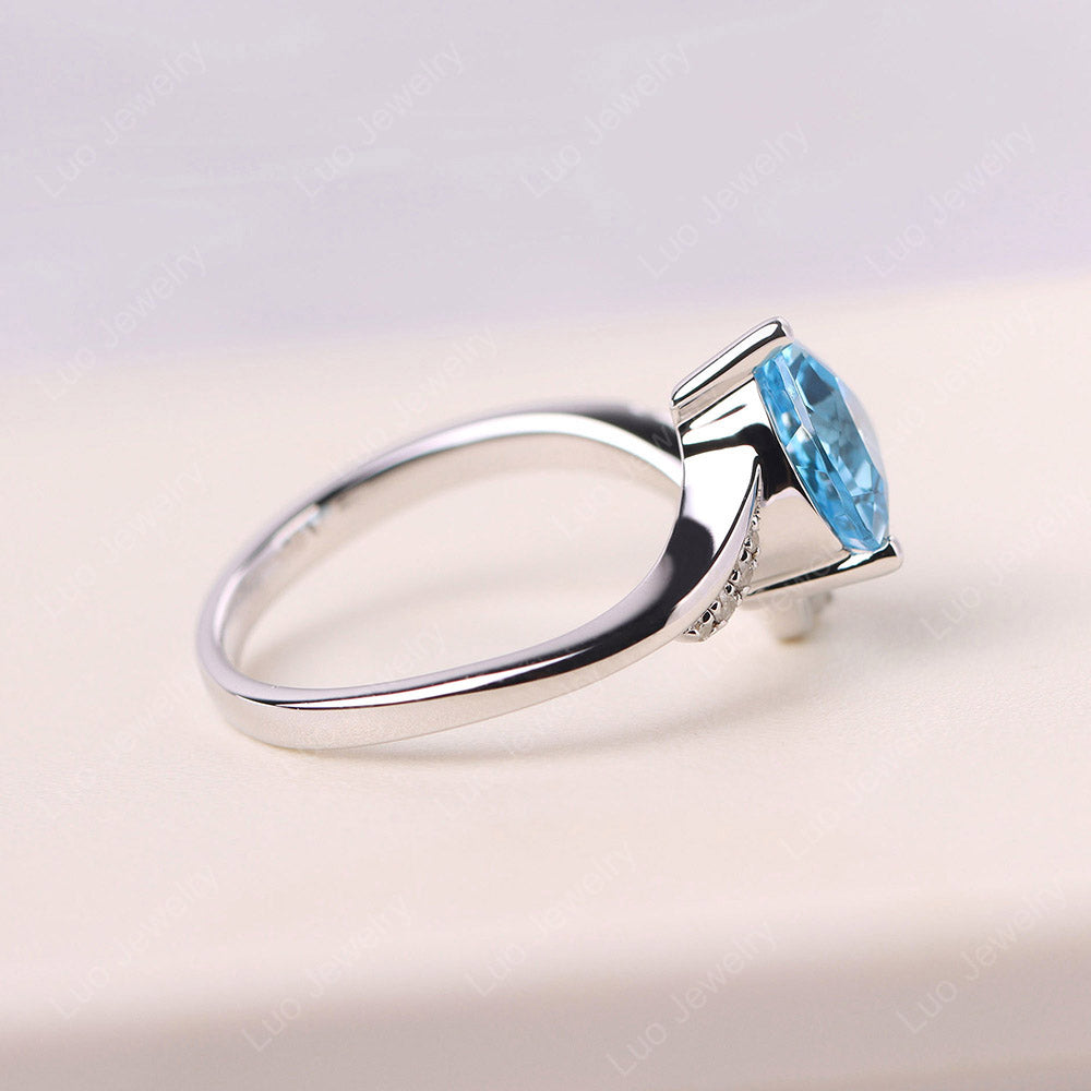 Heart Shaped Swiss Blue Topaz Strawberry Ring