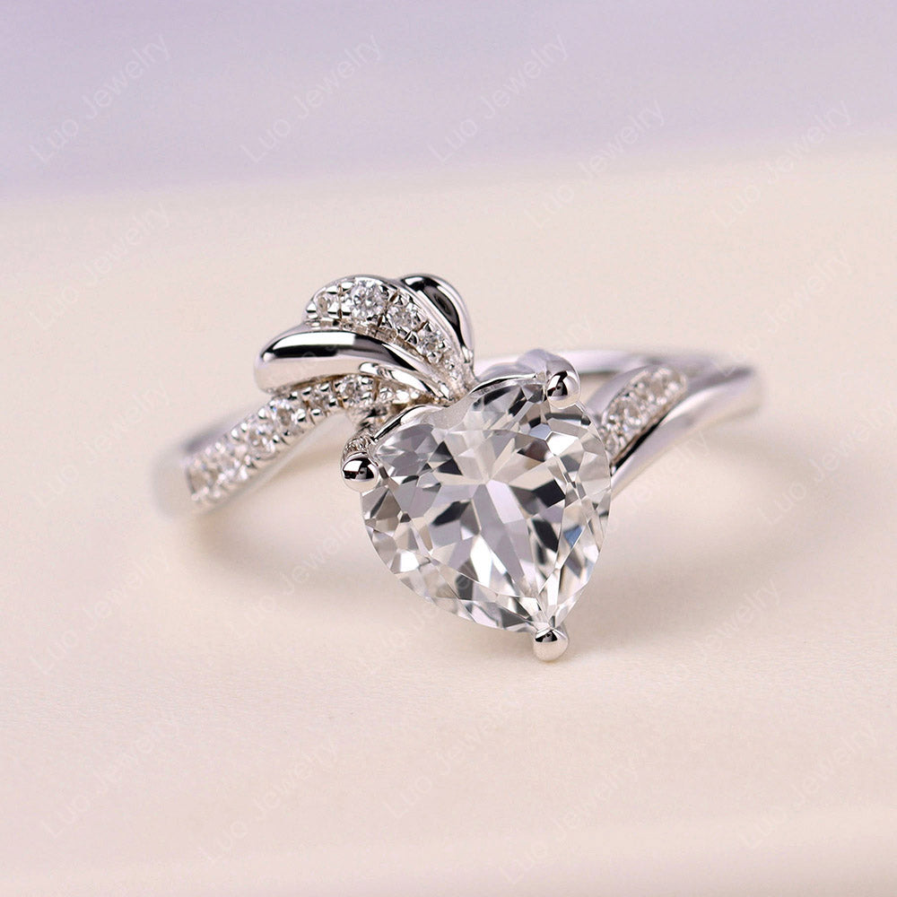 Heart Shaped White Topaz Strawberry Rings