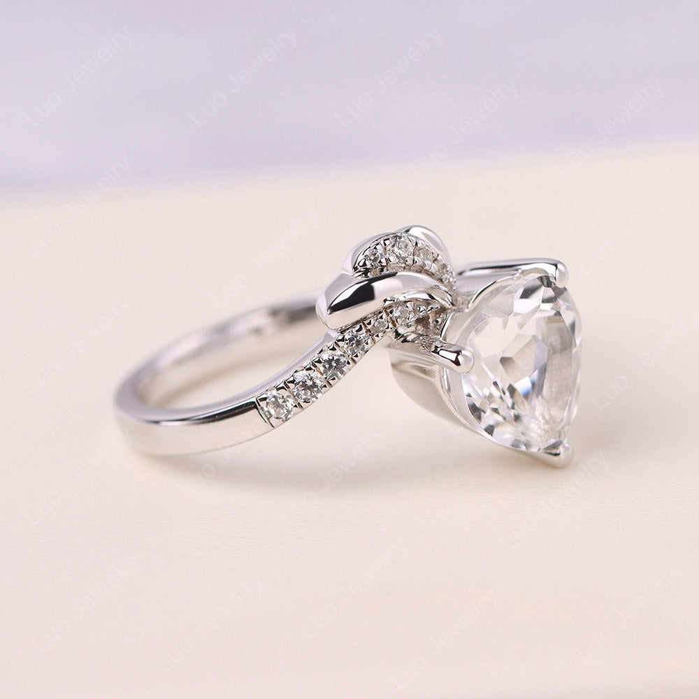 Heart Shaped White Topaz Strawberry Ring