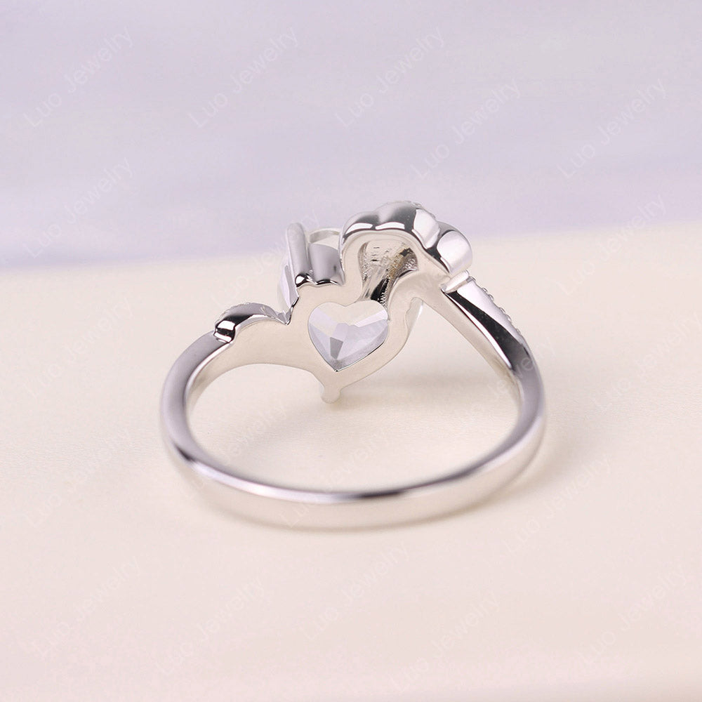 Heart Shaped White Topaz Strawberry Ring