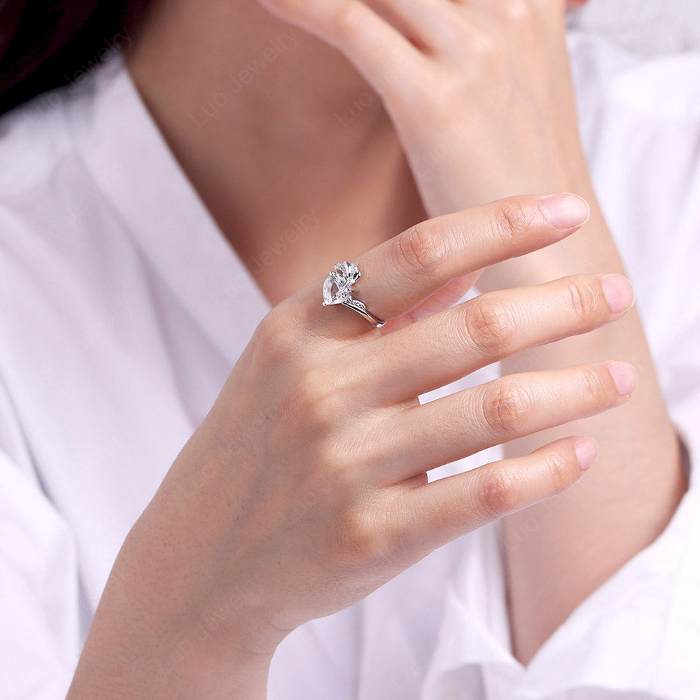 Heart Shaped White Topaz Strawberry Ring