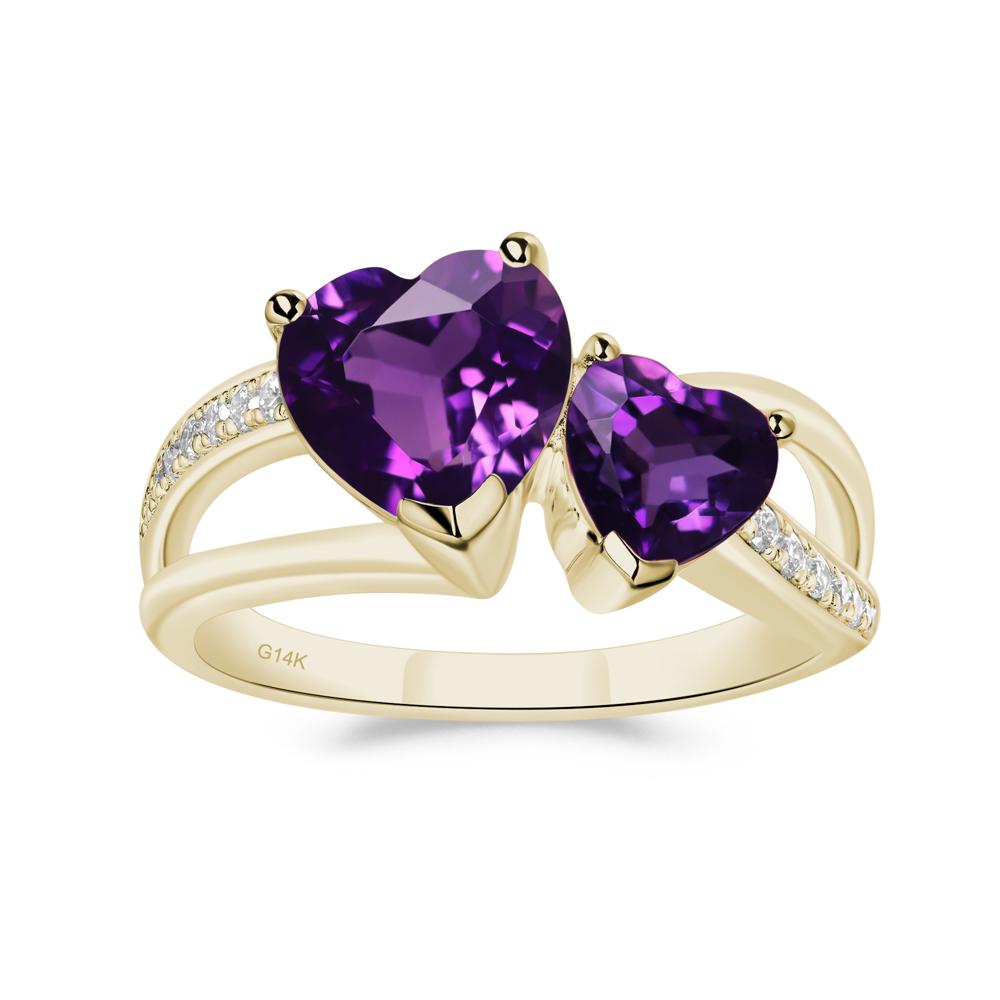 Heart Shaped Amethyst Toi Et Moi Ring - LUO Jewelry #metal_14k yellow gold