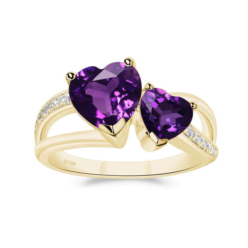 Heart Shaped Amethyst Toi Et Moi Ring - LUO Jewelry #metal_18k yellow gold