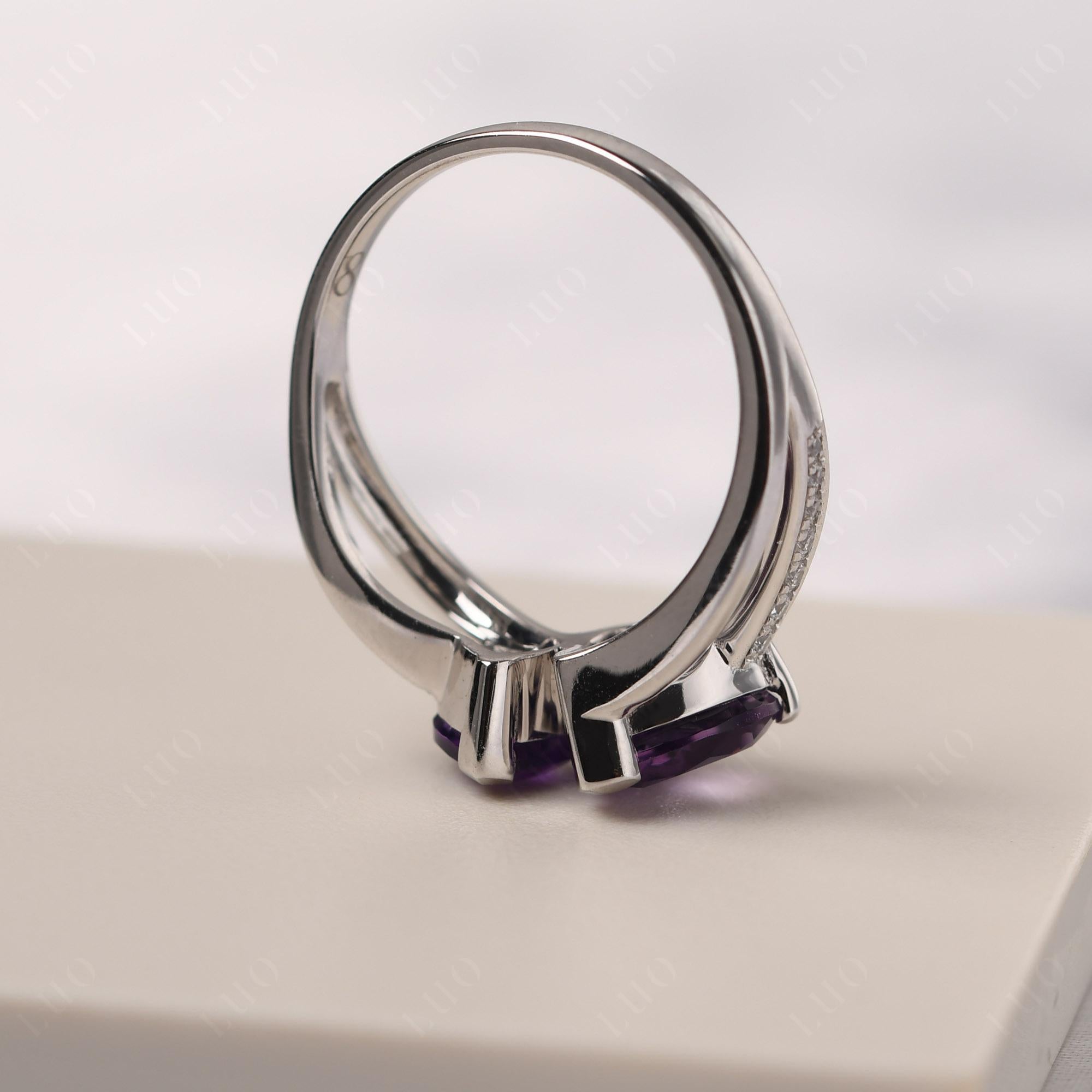 Heart Shaped Amethyst Toi Et Moi Ring - LUO Jewelry