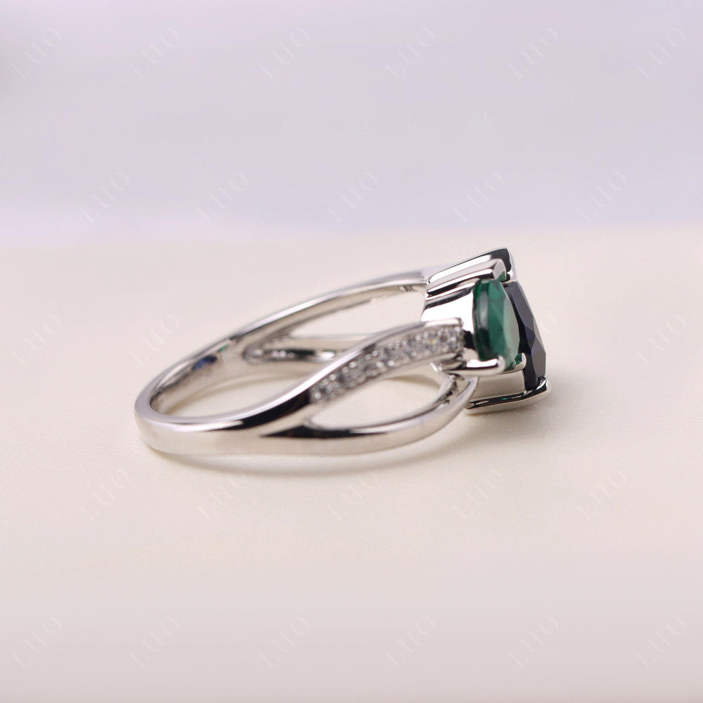 Heart Shaped Lab Emerald and Lab Sapphire Toi Et Moi Ring