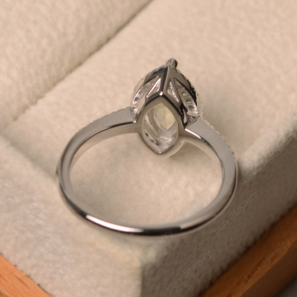 Lemon Quartz Ring Marquise Cut Halo Wedding Ring - LUO Jewelry