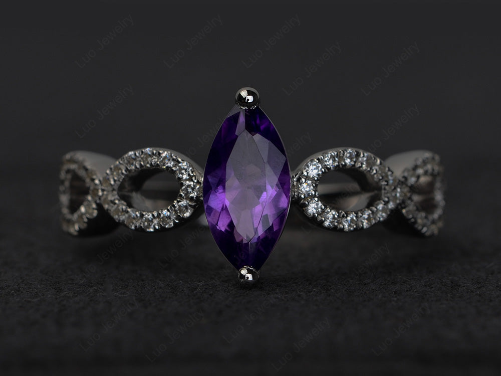 Amethyst Engagement Ring Marquise Cut Gold - LUO Jewelry
