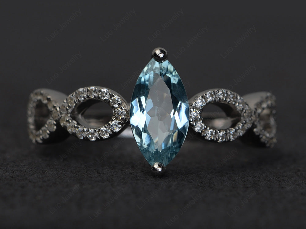 Aquamarine Engagement Ring Marquise Cut Gold - LUO Jewelry