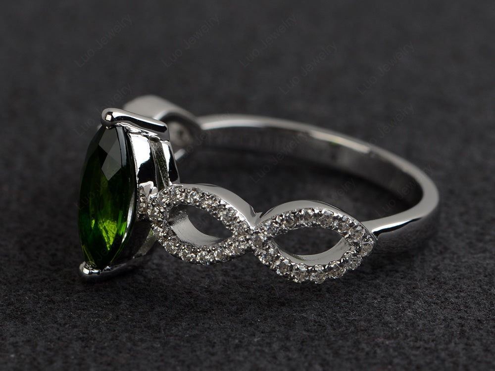 Diopside Engagement Ring Marquise Cut Gold - LUO Jewelry