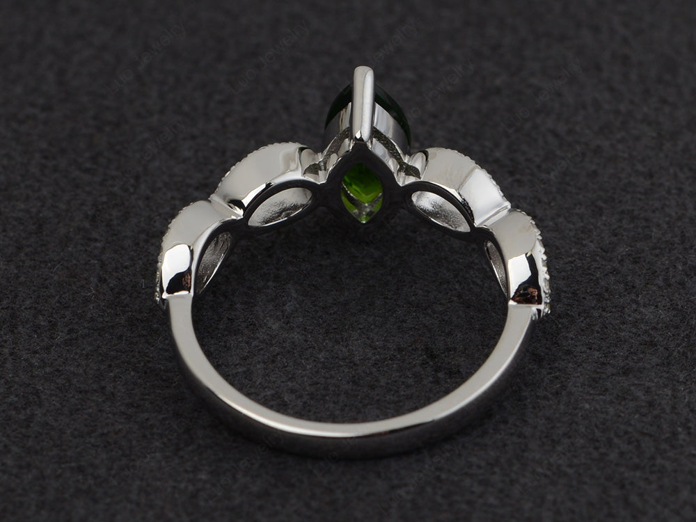 Diopside Engagement Ring Marquise Cut Gold - LUO Jewelry
