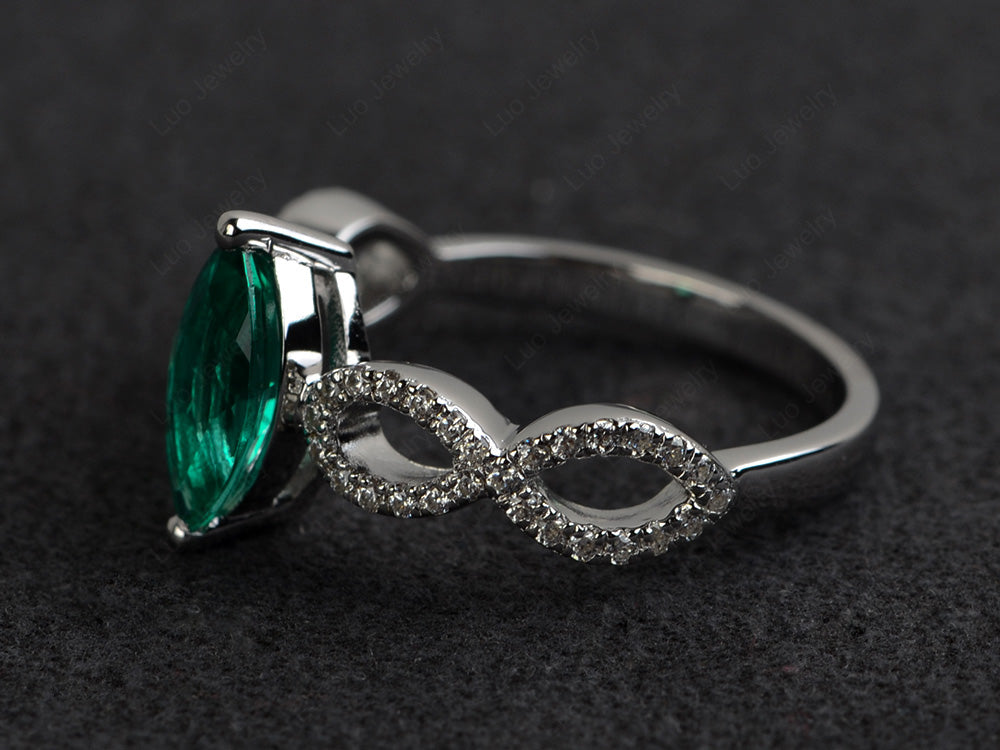 Lab Emerald Engagement Ring Marquise Cut Gold - LUO Jewelry