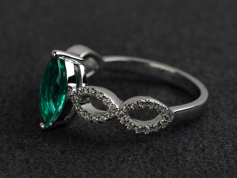 Lab Emerald Engagement Ring Marquise Cut Gold - LUO Jewelry