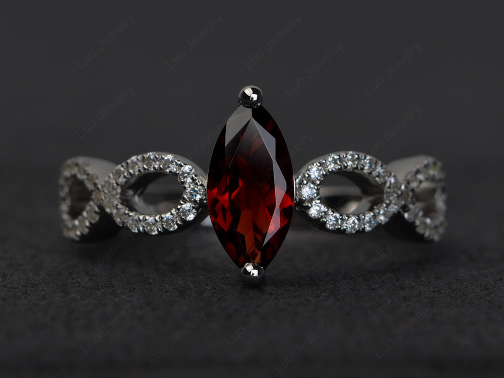 Garnet Engagement Ring Marquise Cut Gold - LUO Jewelry