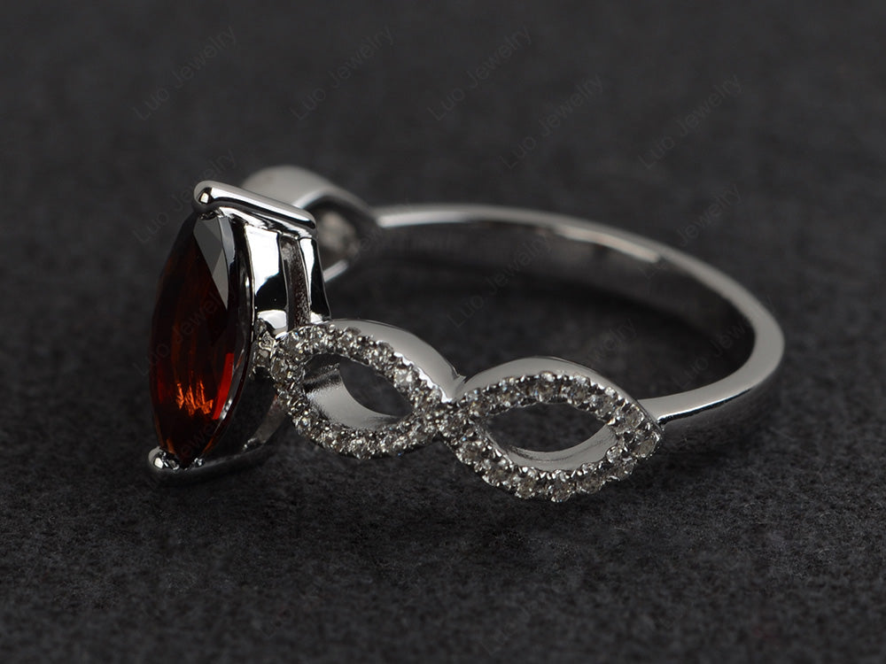 Garnet Engagement Ring Marquise Cut Gold - LUO Jewelry