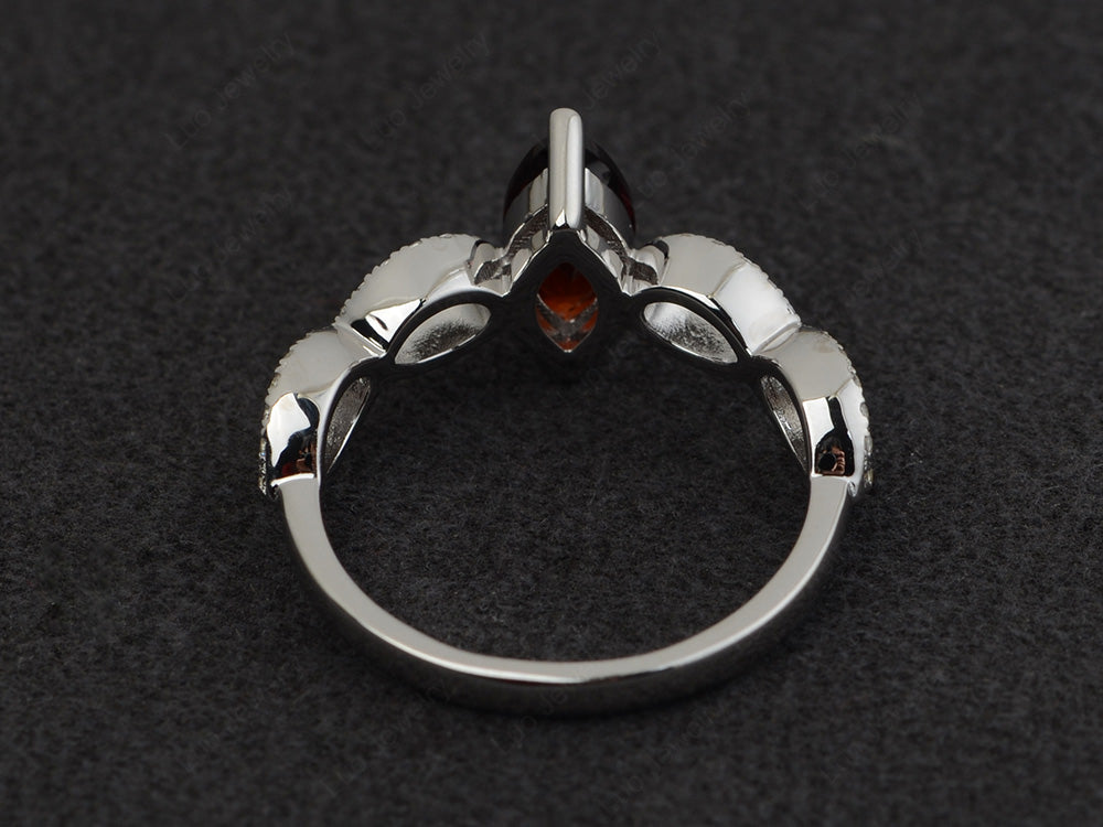 Garnet Engagement Ring Marquise Cut Gold - LUO Jewelry