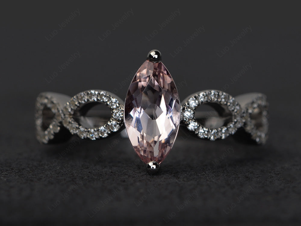 Morganite Engagement Ring Marquise Cut Gold - LUO Jewelry