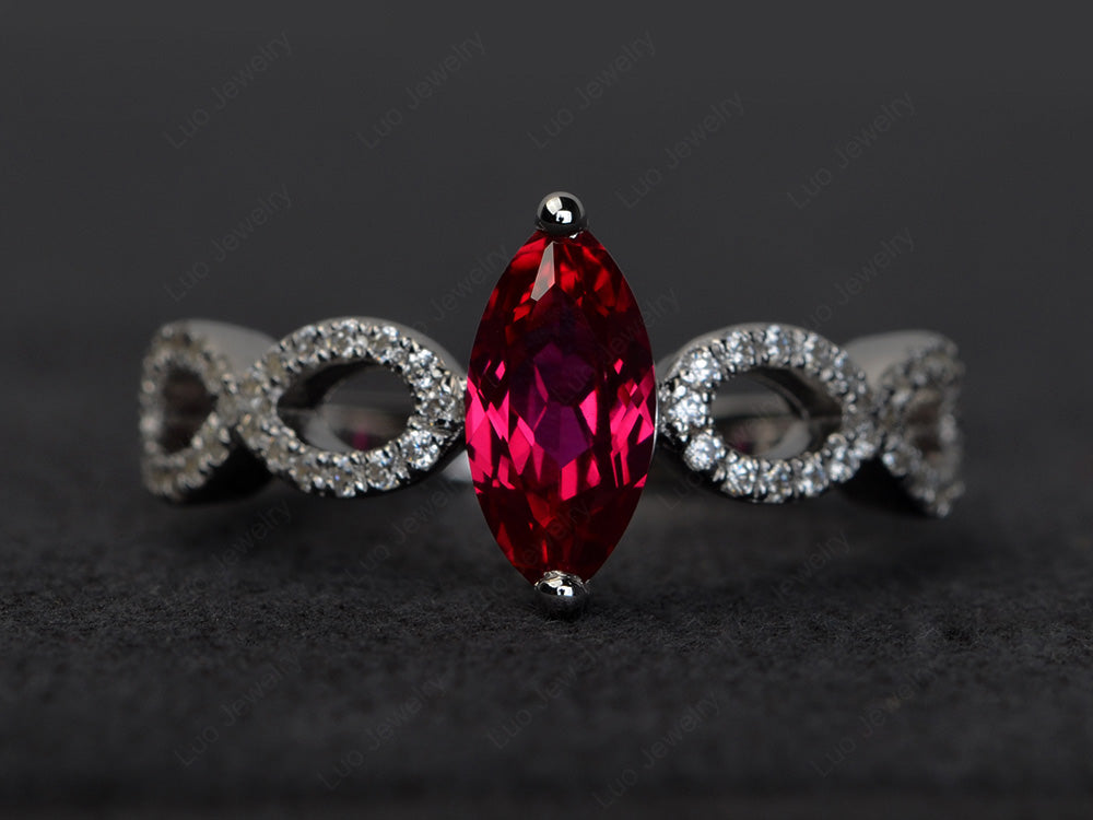 Ruby Engagement Ring Marquise Cut Gold - LUO Jewelry