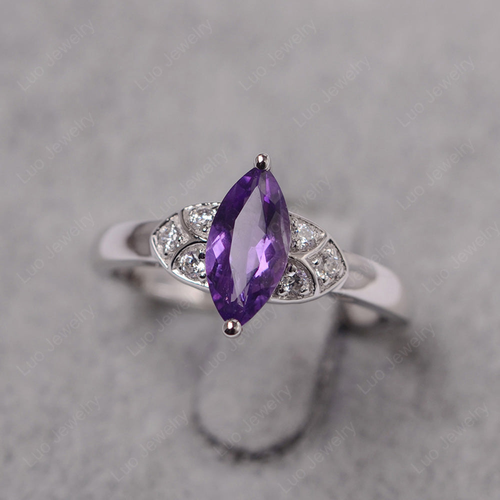 Marquise Cut Amethyst Ring Gold - LUO Jewelry