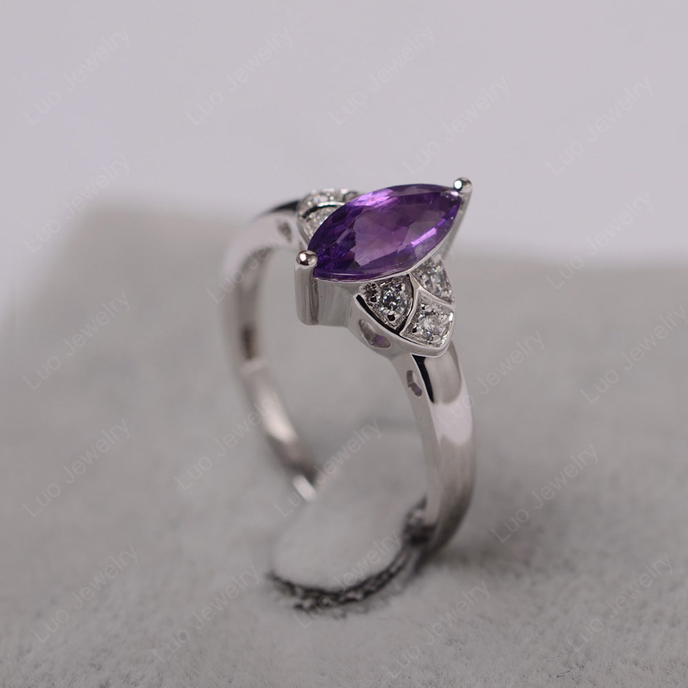 Marquise Cut Amethyst Ring Gold - LUO Jewelry