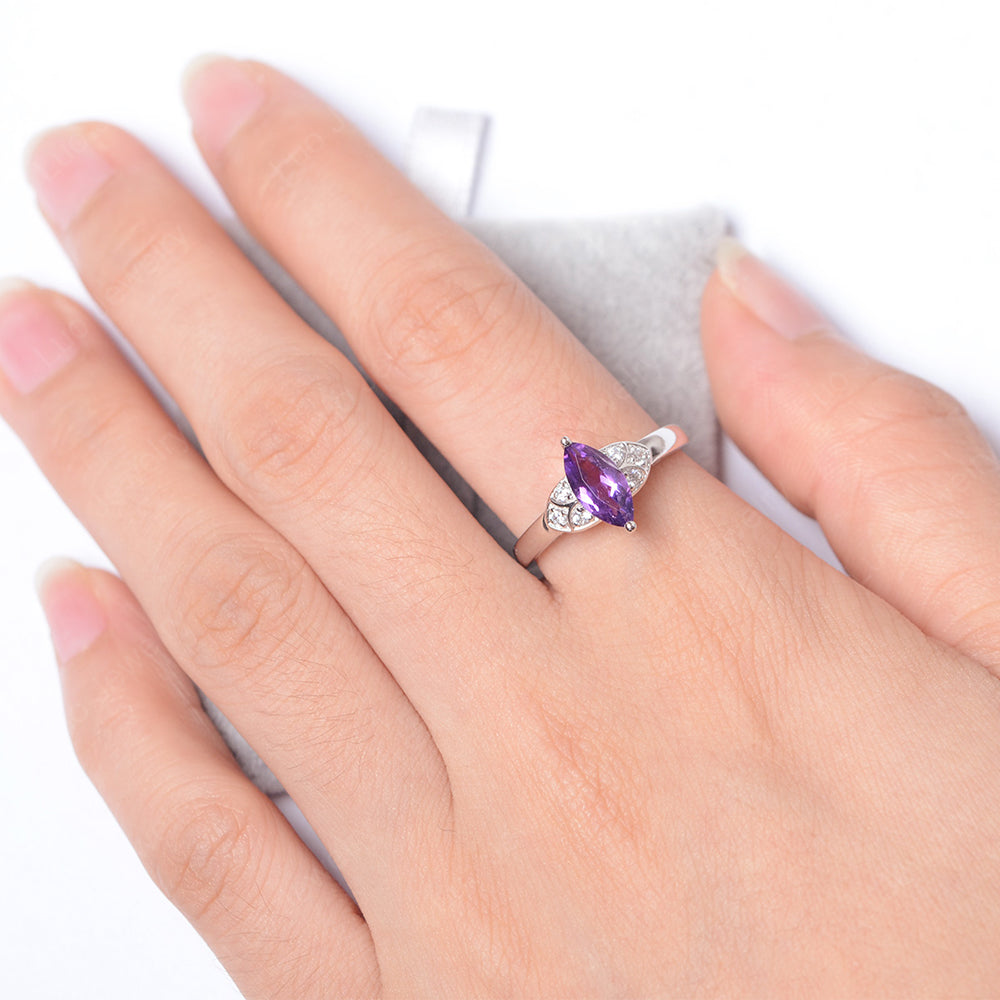 Marquise Cut Amethyst Ring Gold - LUO Jewelry