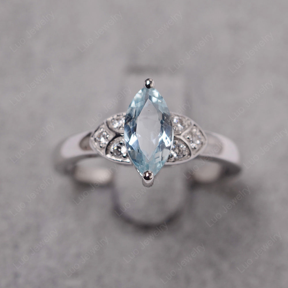 Marquise Cut Aquamarine Ring Gold - LUO Jewelry