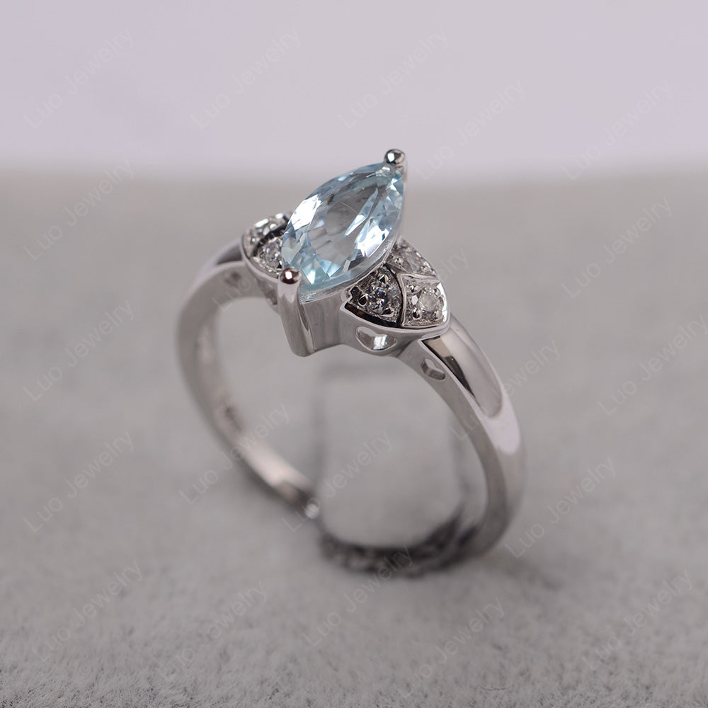 Marquise Cut Aquamarine Ring Gold - LUO Jewelry