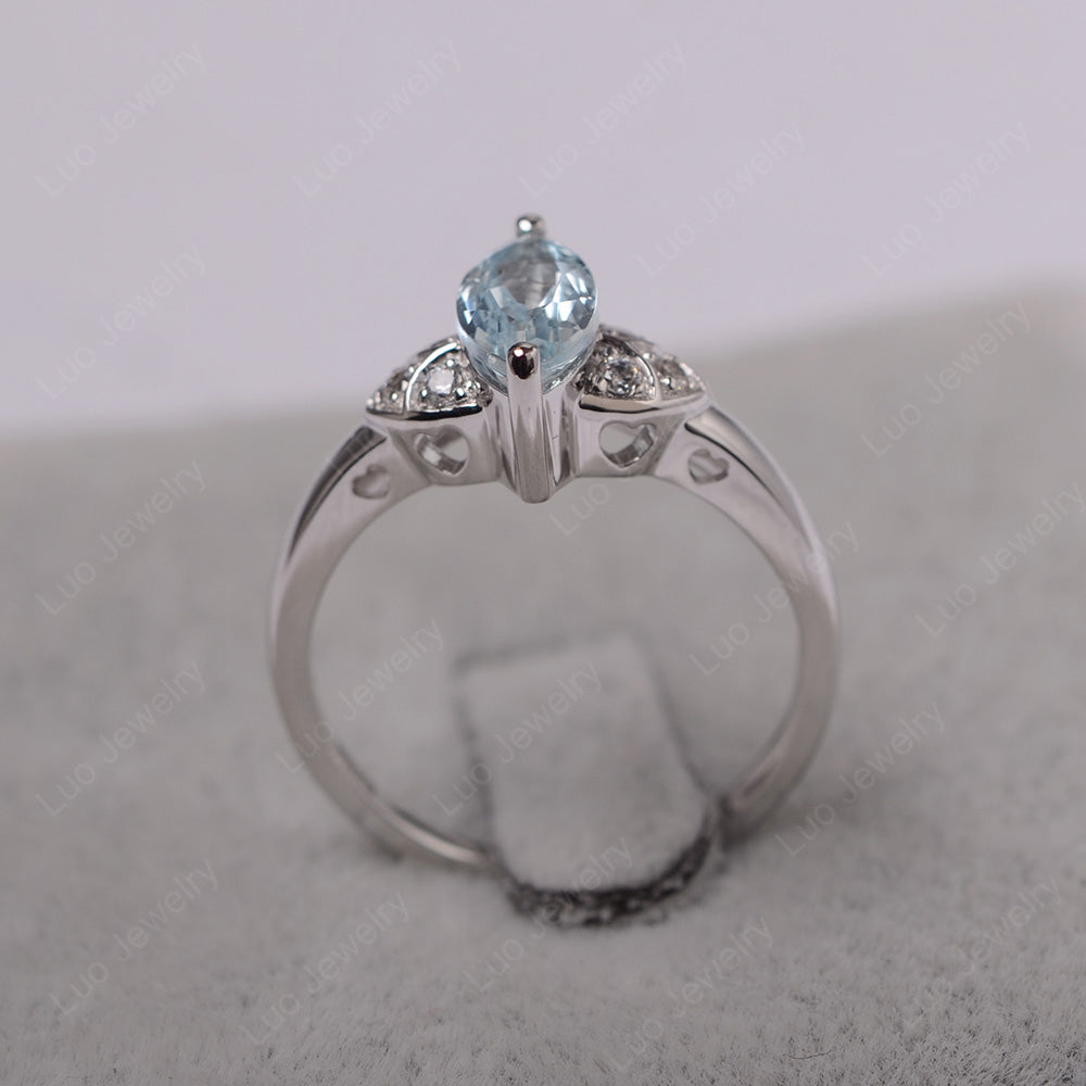 Marquise Cut Aquamarine Ring Gold - LUO Jewelry