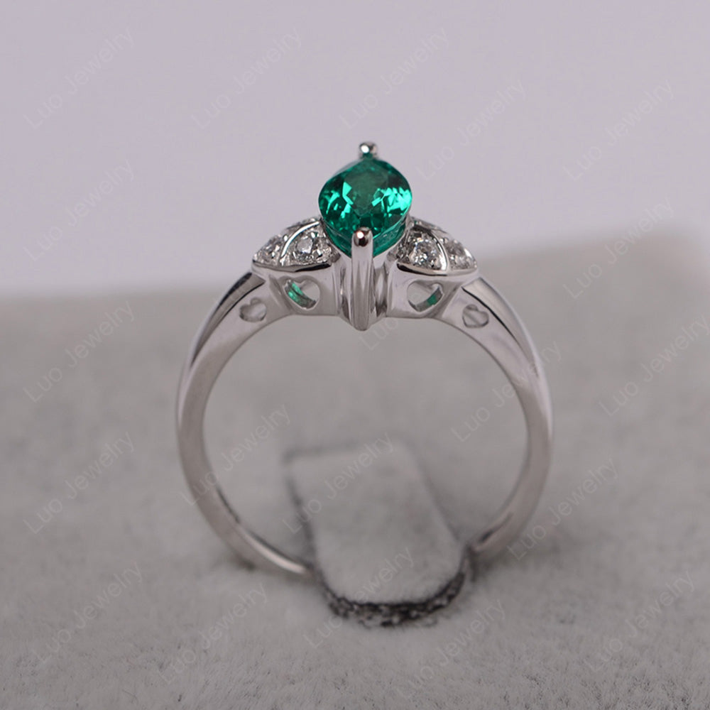 Marquise Cut Lab Emerald Ring Gold - LUO Jewelry