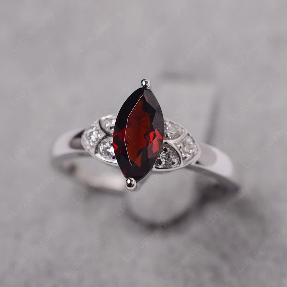 Marquise Cut Garnet Ring Gold - LUO Jewelry