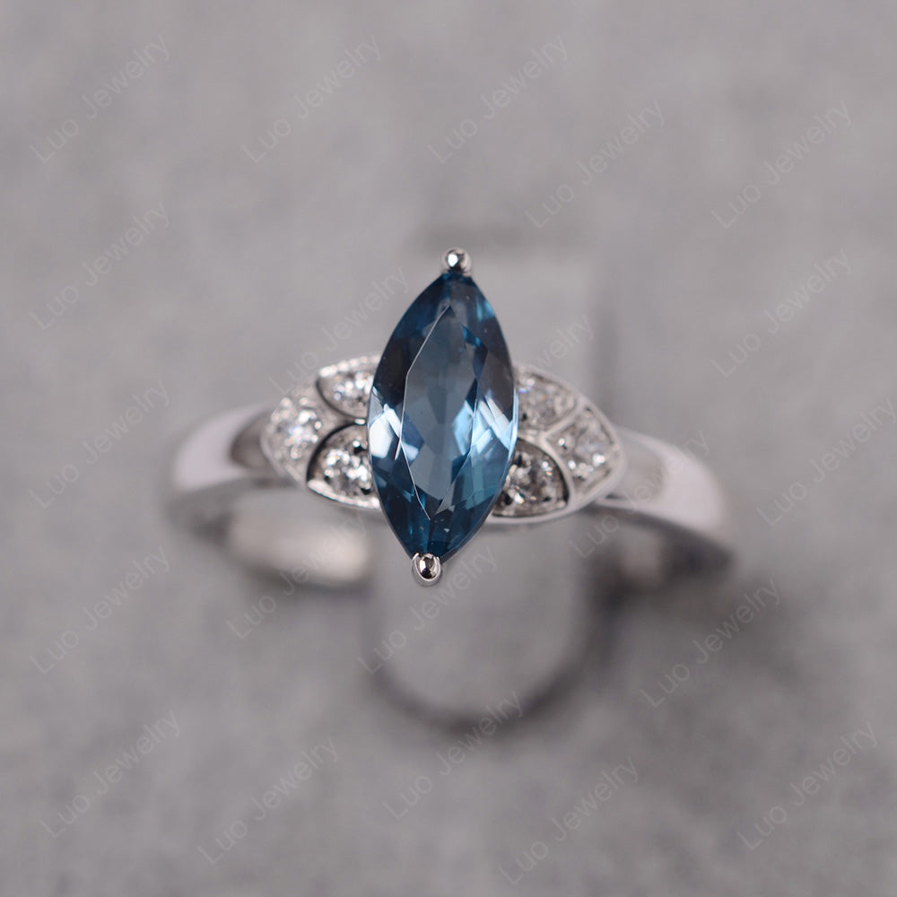 Marquise Cut London Blue Topaz Ring Gold - LUO Jewelry