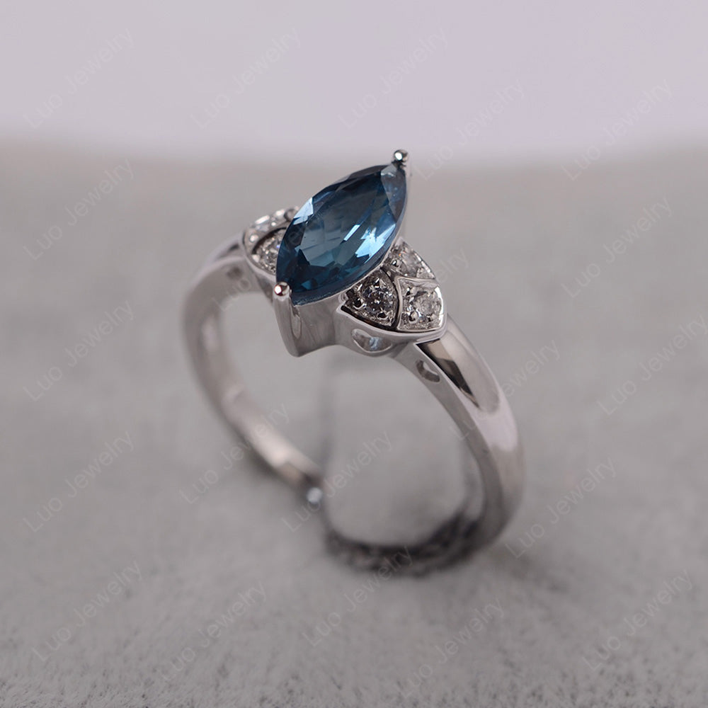 Marquise Cut London Blue Topaz Ring Gold - LUO Jewelry