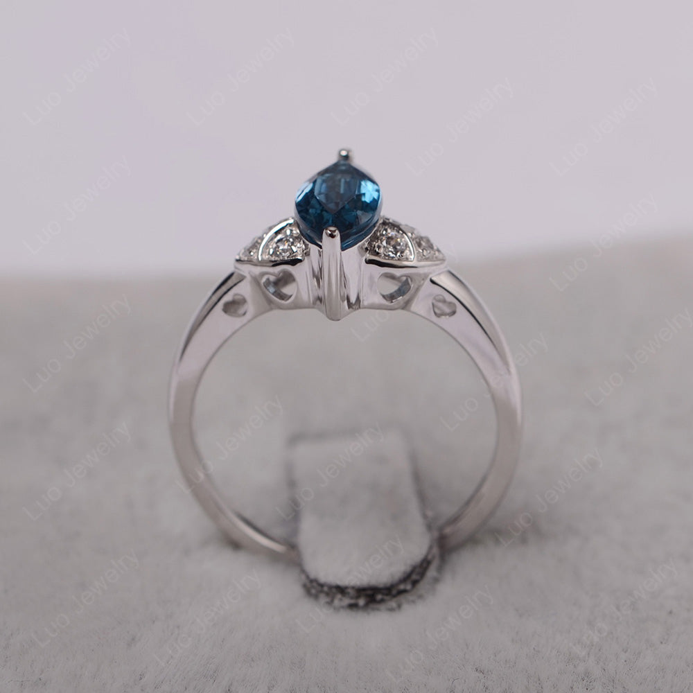 Marquise Cut London Blue Topaz Ring Gold - LUO Jewelry
