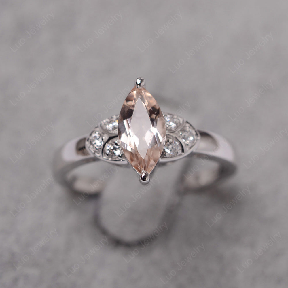 Marquise Cut Morganite Ring Gold - LUO Jewelry