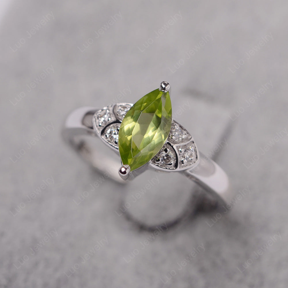 Marquise Cut Peridot Ring Gold - LUO Jewelry