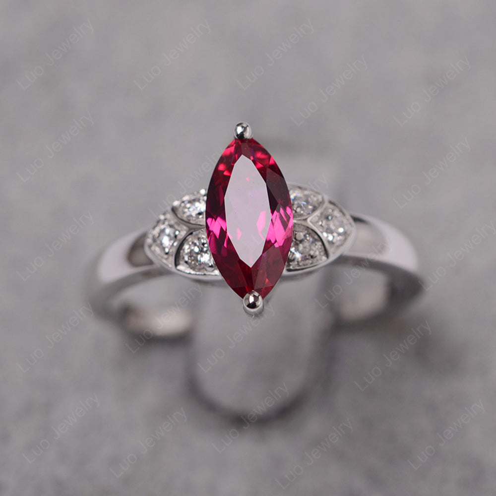 Marquise Cut Ruby Ring Gold - LUO Jewelry
