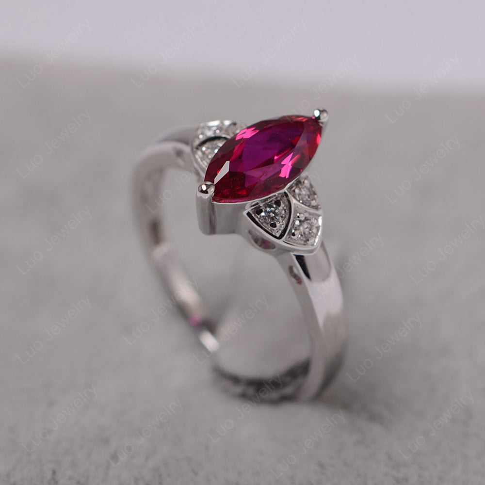 Marquise Cut Ruby Ring Gold - LUO Jewelry