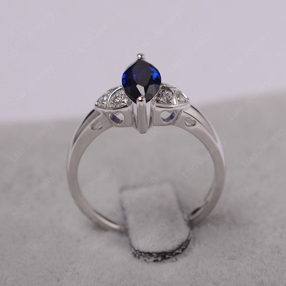 Marquise Cut Lab Sapphire Ring Gold - LUO Jewelry