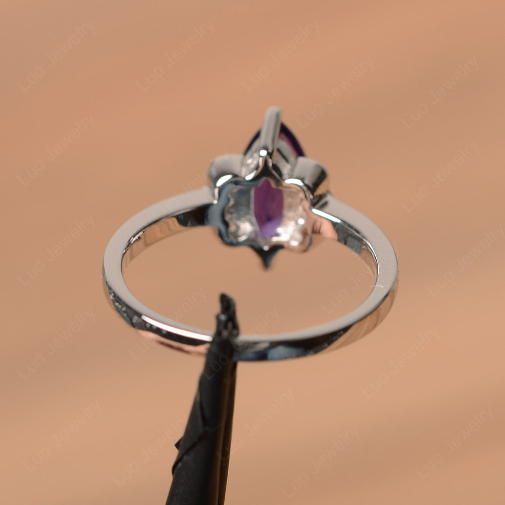 Unique Marquise Cut Amethyst Wedding Ring - LUO Jewelry