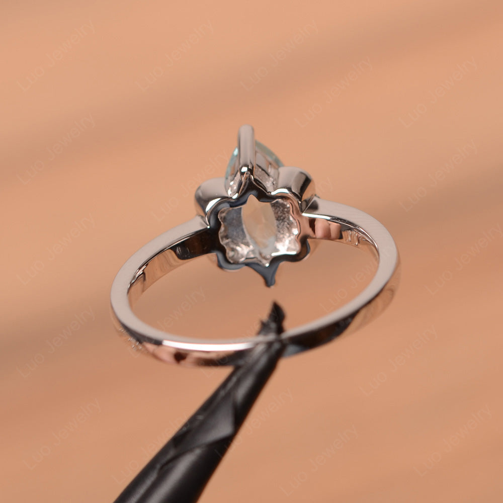 Unique Marquise Cut Aquamarine Wedding Ring - LUO Jewelry